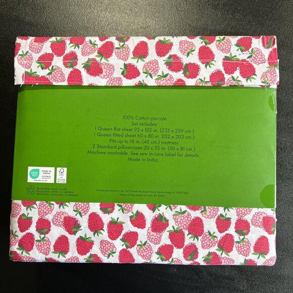 Kate Spade Queen Sheet Set Pink Red Raspberry Cotton Percale Sweet Valentine - Picture 4 of 6